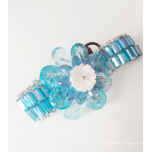 Bracelete de declaração de flor de gemstone azul frisado